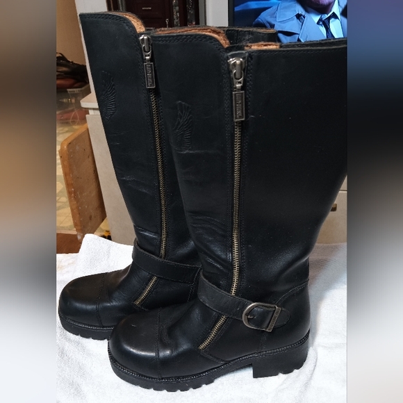 Harley Davidson women's high boots  #82015 used Sz. 7.5m - Picture 2 of 11